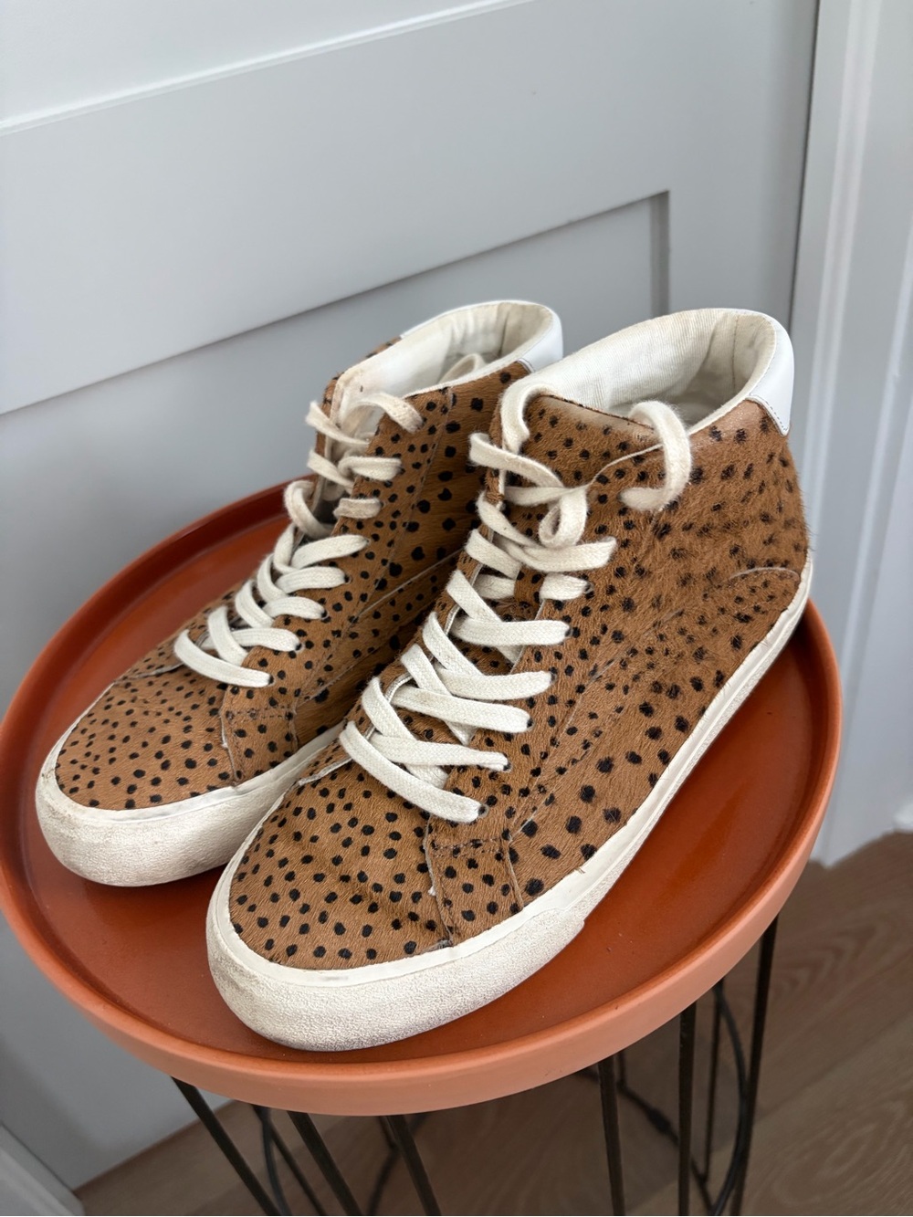 Madewell Calf Hair Animal Print High-Top Sneakers